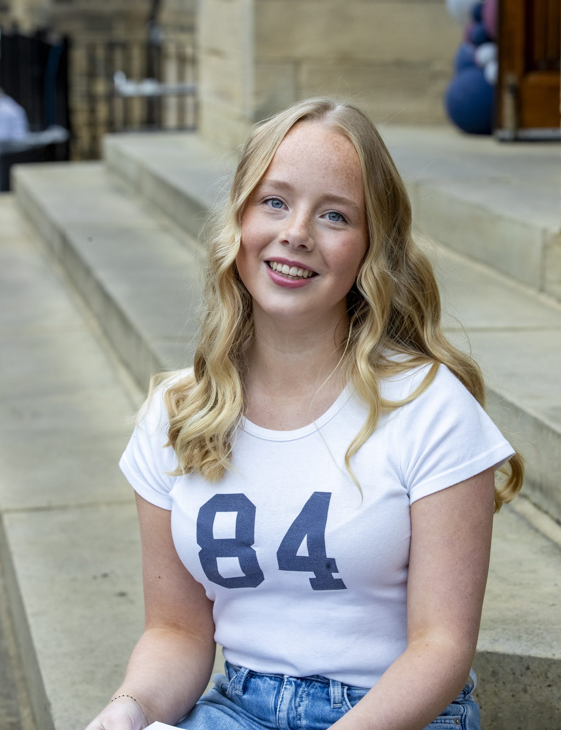Erin photographed outside BGS on results day